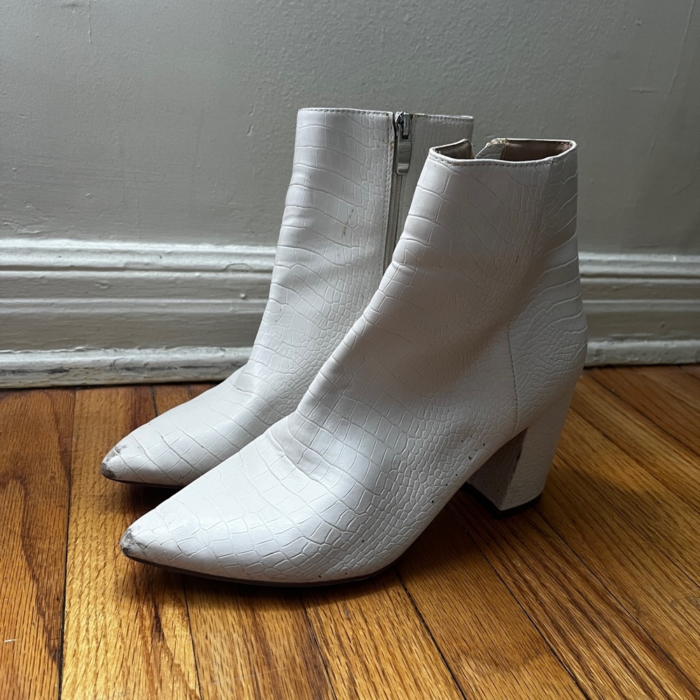 Steve Madden White Ankle Booty